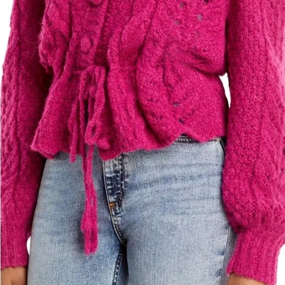 LoveShackFancy Pink Cable Knit Cardigan - Picture 9 of 14